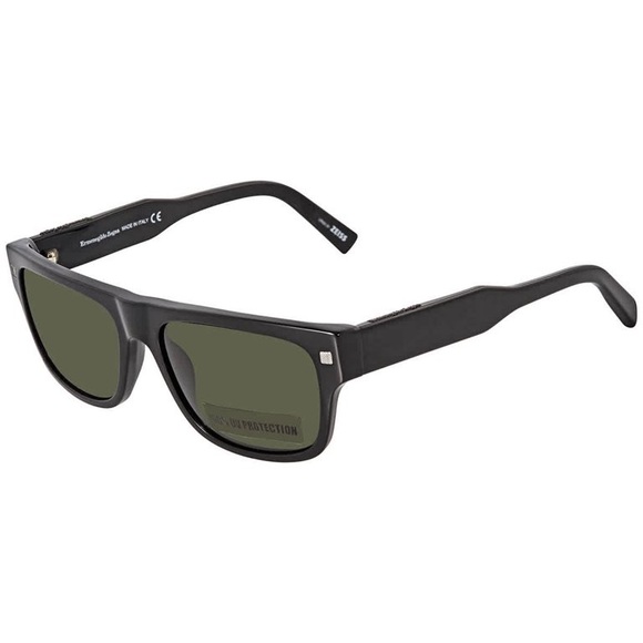Ermenegildo Zegna Black/Green Rectangular Men's Sunglasses EZ0088 - Picture 3 of 4
